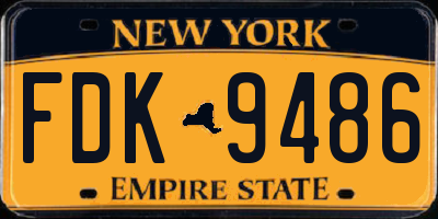 NY license plate FDK9486