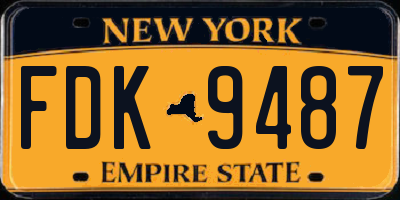 NY license plate FDK9487