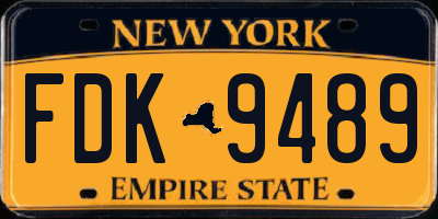 NY license plate FDK9489