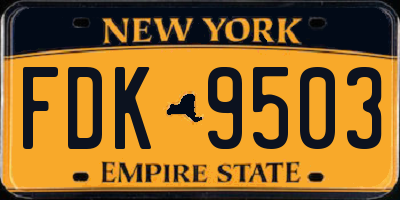 NY license plate FDK9503