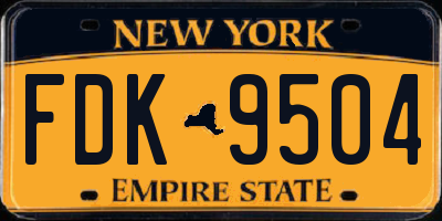 NY license plate FDK9504