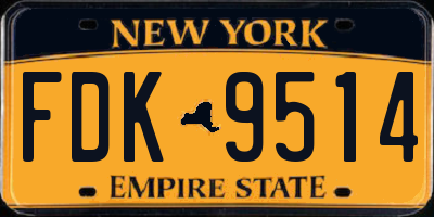 NY license plate FDK9514