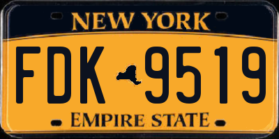 NY license plate FDK9519