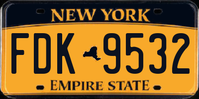 NY license plate FDK9532
