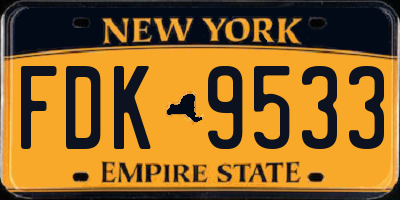 NY license plate FDK9533