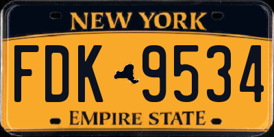NY license plate FDK9534