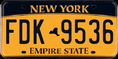 NY license plate FDK9536
