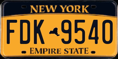 NY license plate FDK9540