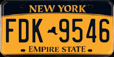 NY license plate FDK9546