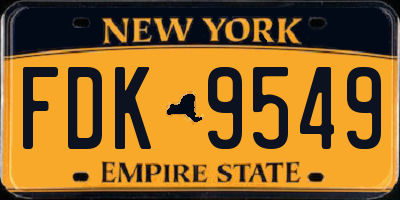 NY license plate FDK9549