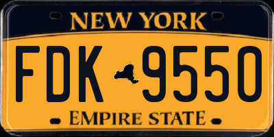 NY license plate FDK9550