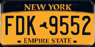 NY license plate FDK9552