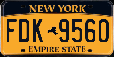 NY license plate FDK9560