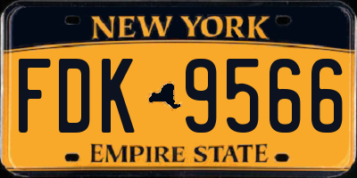 NY license plate FDK9566