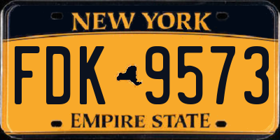 NY license plate FDK9573