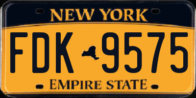 NY license plate FDK9575