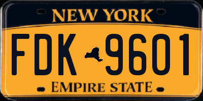 NY license plate FDK9601