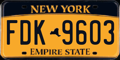 NY license plate FDK9603