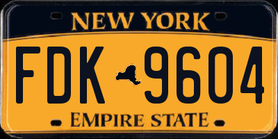 NY license plate FDK9604