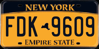 NY license plate FDK9609