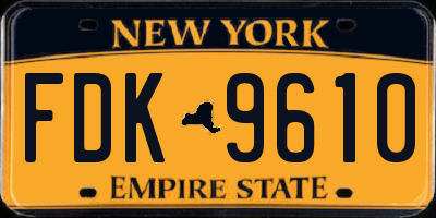 NY license plate FDK9610