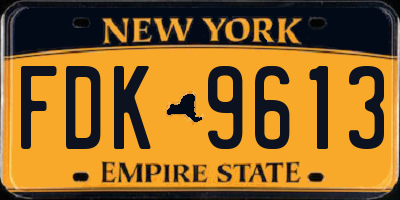 NY license plate FDK9613