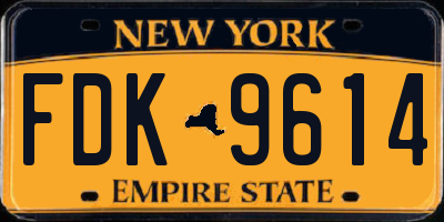 NY license plate FDK9614