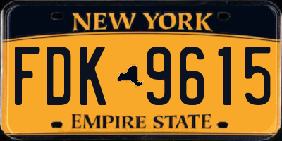 NY license plate FDK9615