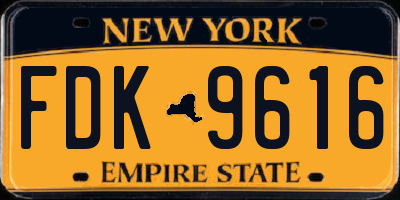 NY license plate FDK9616