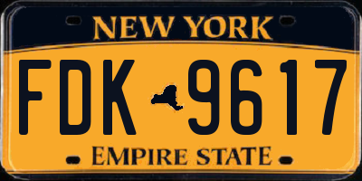 NY license plate FDK9617
