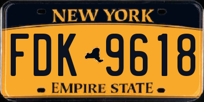 NY license plate FDK9618