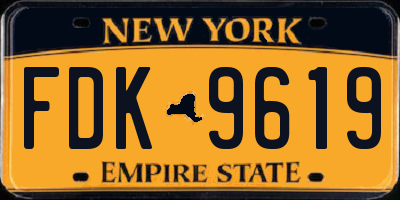 NY license plate FDK9619
