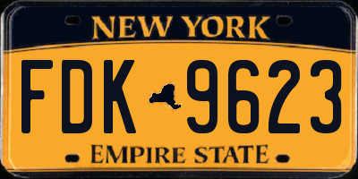 NY license plate FDK9623
