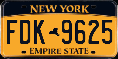 NY license plate FDK9625