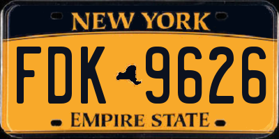 NY license plate FDK9626