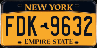 NY license plate FDK9632