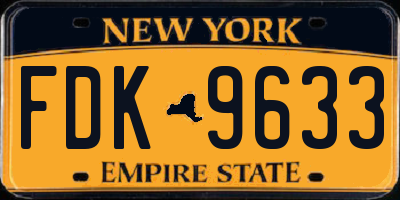 NY license plate FDK9633