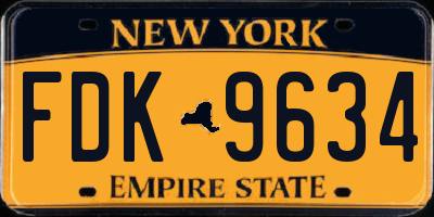 NY license plate FDK9634