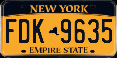 NY license plate FDK9635