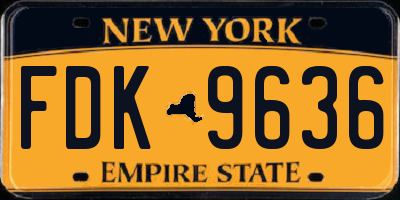 NY license plate FDK9636