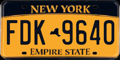 NY license plate FDK9640
