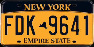 NY license plate FDK9641