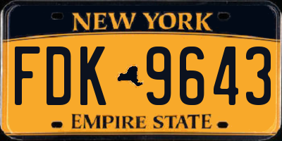 NY license plate FDK9643