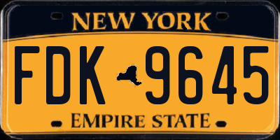 NY license plate FDK9645