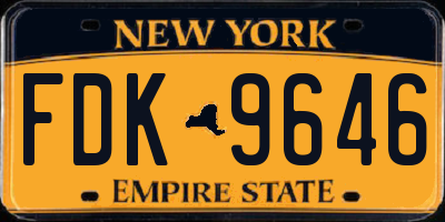 NY license plate FDK9646