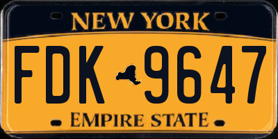 NY license plate FDK9647