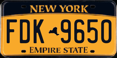 NY license plate FDK9650