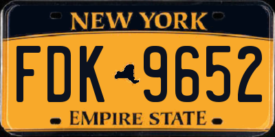 NY license plate FDK9652