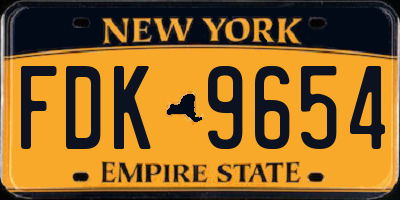 NY license plate FDK9654