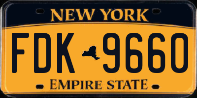 NY license plate FDK9660